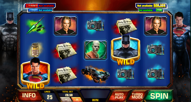 Batman v Superman: Dawn of Justice slot reels from PlayTech