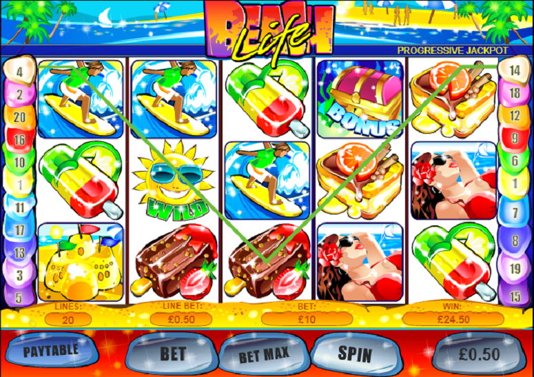 Beach Life slot reels from PlayTech
