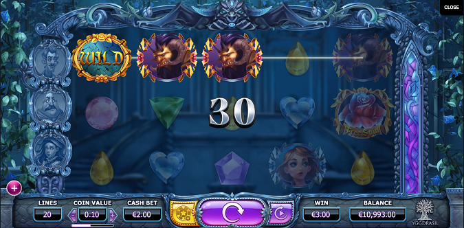 Beauty and the Beast slot reels from Yggdrasil Gaming