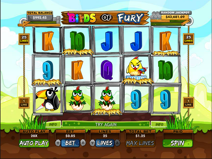 Birds of Fury slot reels from RealTime Gaming