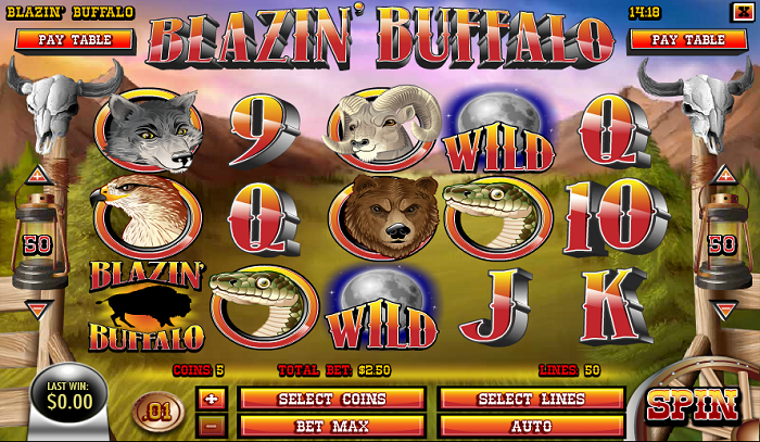 Blazin' Buffalo slot reels from Rival Gaming