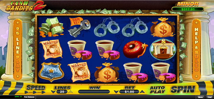 Cash Bandits 2 slot reels from RealTime Gaming