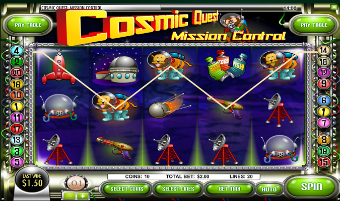 Cosmic Quest: Mission Control slot reels from Rival Gaming