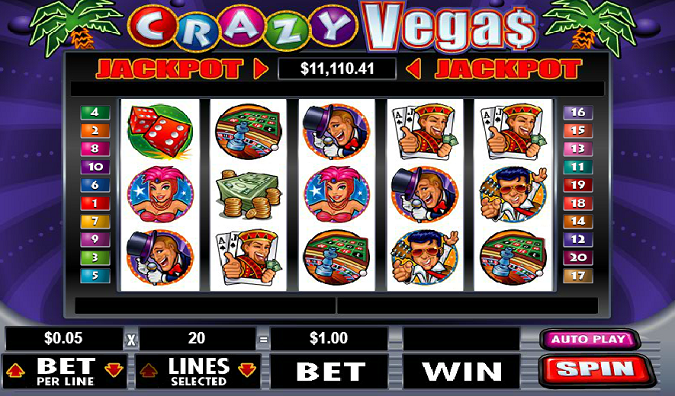 Crazy Vegas slot reels from RealTime Gaming