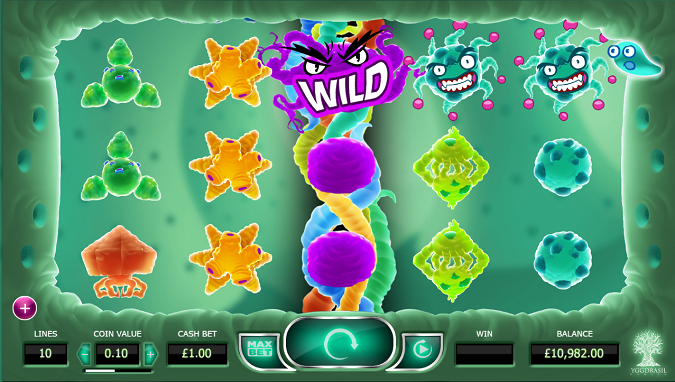 Cyrus the Virus slot reels with expanding wild from Yggdrasil