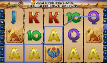 Daring Dave and the Eye of Ra slot reels from PlayTech