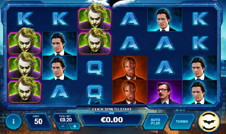 The Dark Knight Rises slot reels from PlayTech