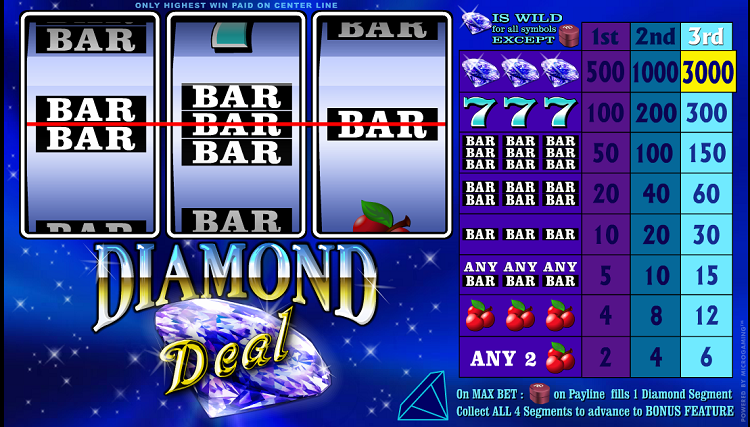 Diamond Deal 3-reel slot and pay table from MicroGaming