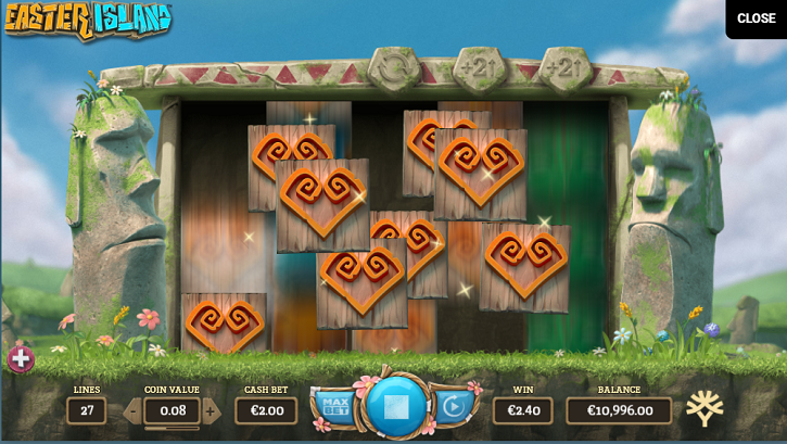 Easter Island slot respin after a win from Yggdrasil