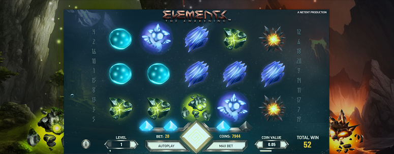 Elements: The Awakening slot reels from NetEnt
