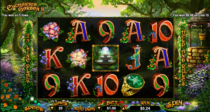 Enchanted Garden 2 slot reels from RealTime Gaming