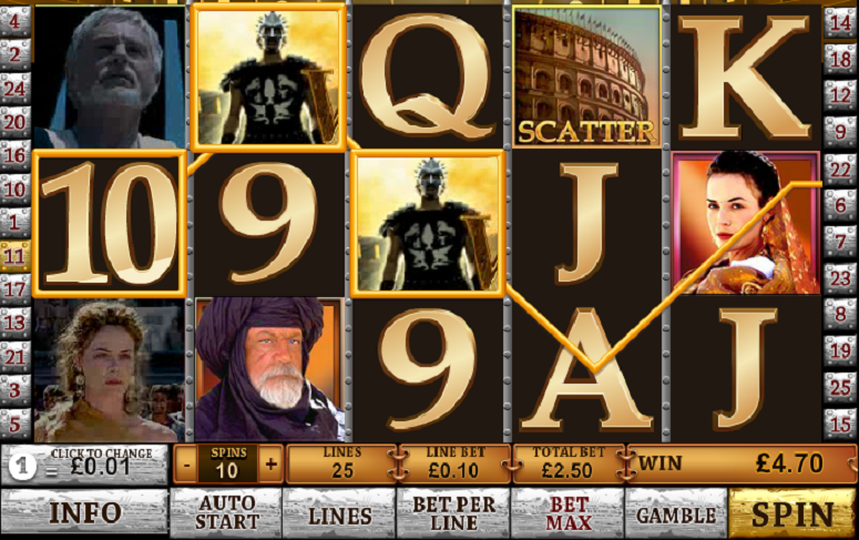 Gladiator Jackpot slot reels from PlayTech