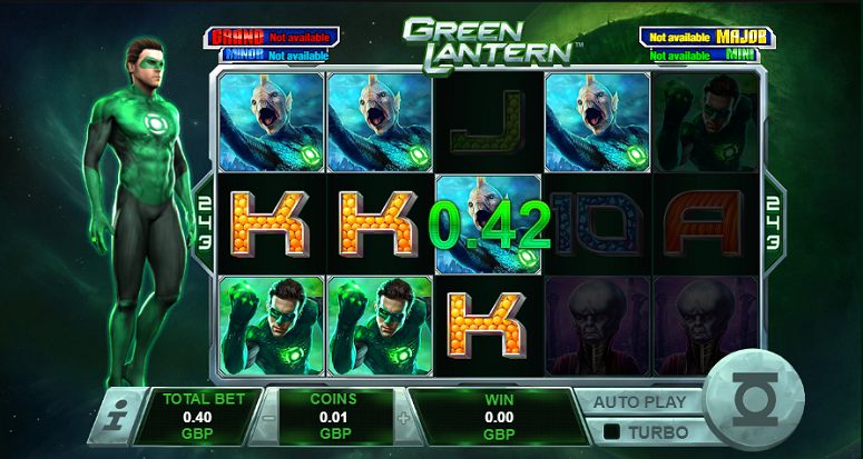 Green Lantern slot reels from PlayTech