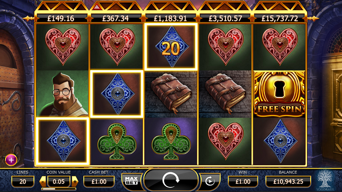 Holmes and the Stolen Stones slot reels from Yggdrasil Gaming