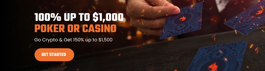 Ignition Poker welcome bonus: 100% up to $1,000, or go crypto and get 150% up to $1,500