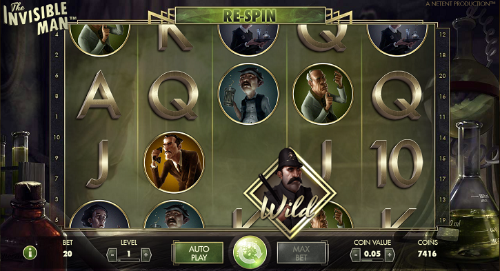 The Invisible Man slot reels from NetEnt