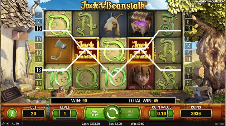 Jack and the Beanstalk slot reels from NetEnt