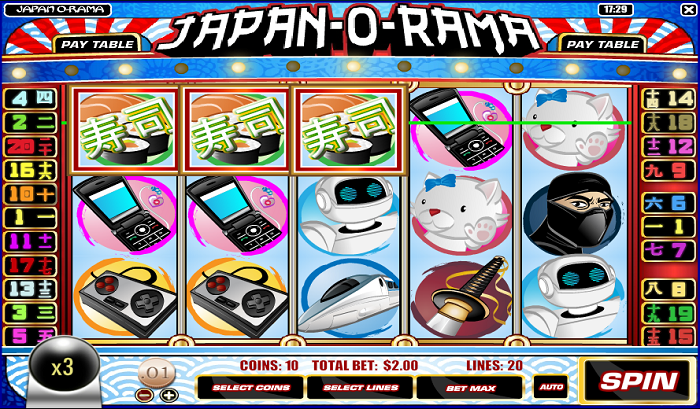 Japan-O-Rama slot reels from Rival Gaming