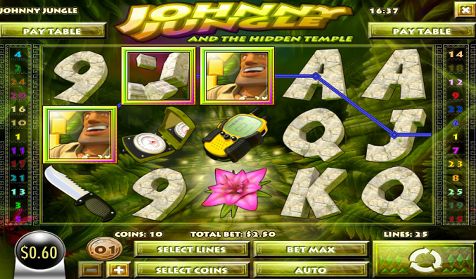 Johnny Jungle and the Hidden Temple slot reels from Rival Gaming