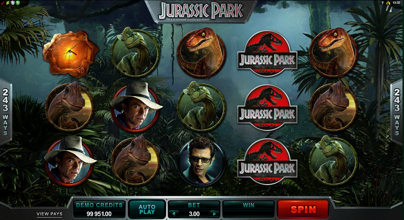 Jurassic Park slot reels from MicroGaming