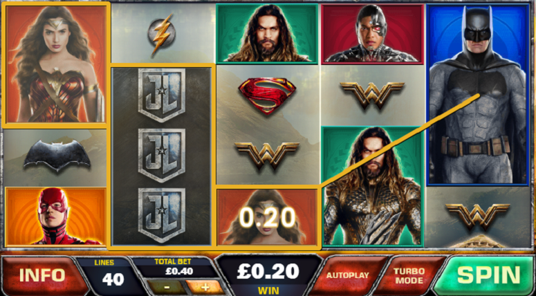 Justice League slot reels from PlayTech