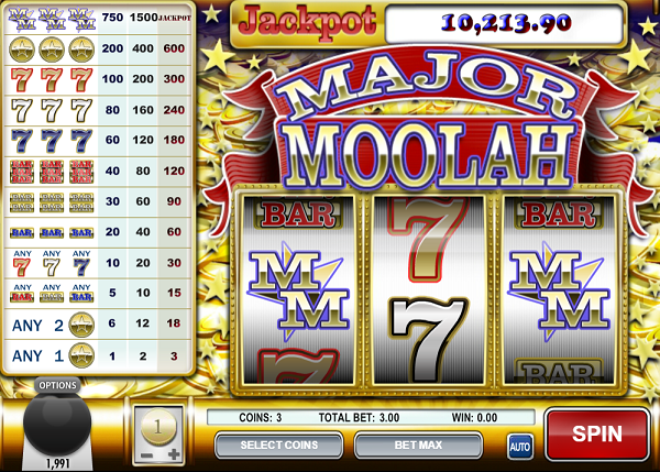 Major Moolah slot reels from Rival Gaming