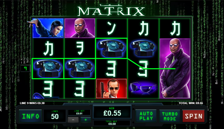 The Matrix slot reels from PlayTech