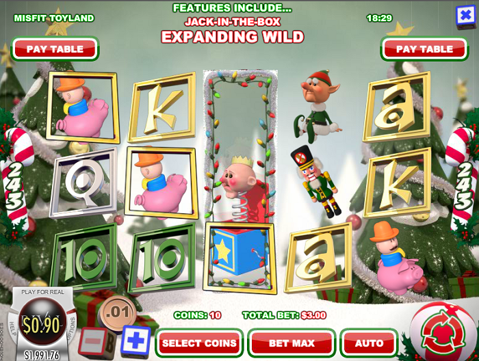 Misfit Toyland slot reels from Rival Gaming