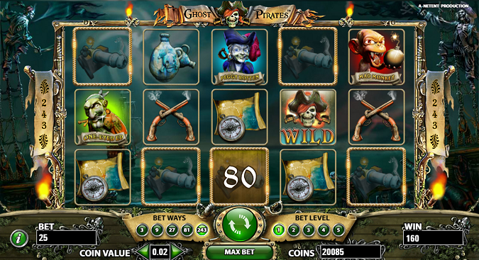 Ghost Pirates slot reels from NetEnt