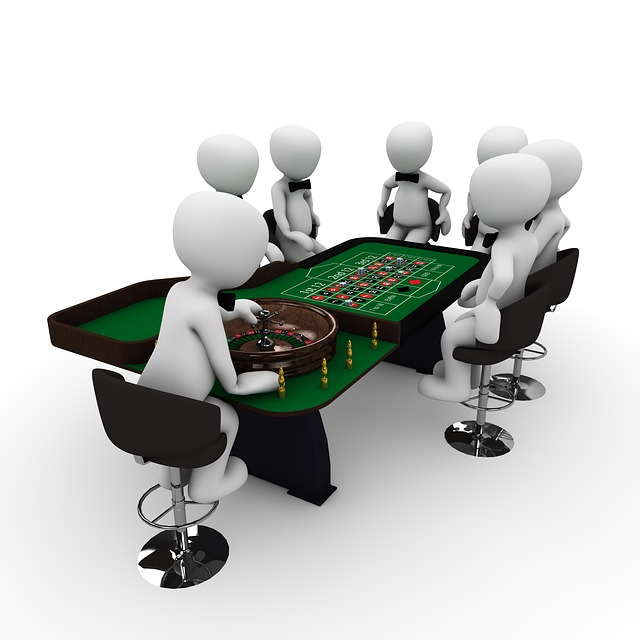 Players around a roulette table